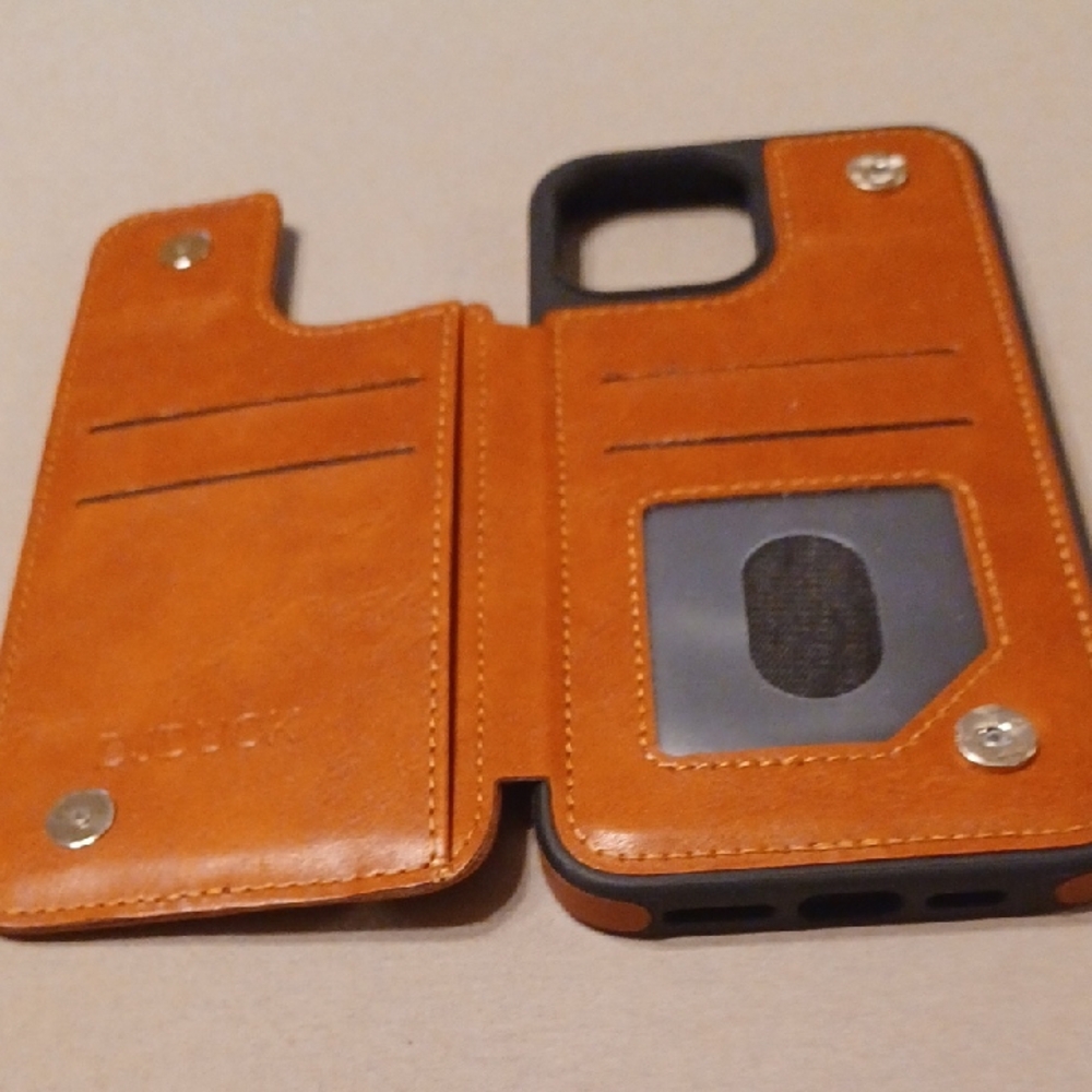 Leather Phone Case with Card Holder - Tan